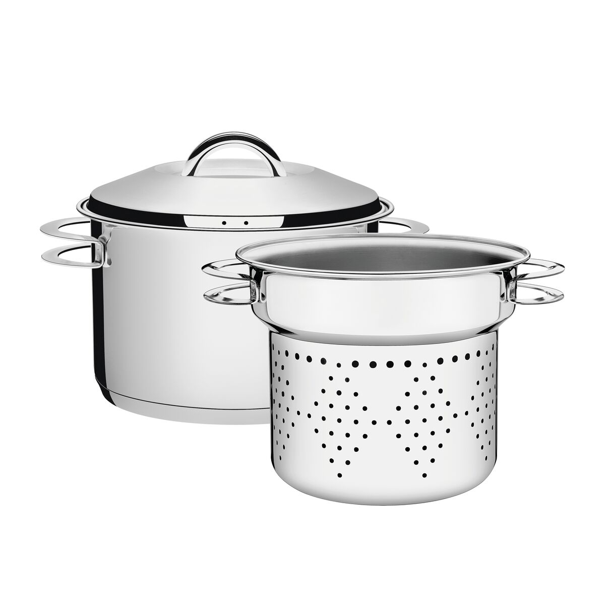 Jogo Cozi-Pasta Tramontina Solar em Aço Inox Fundo Triplo com Alças 2 Peças 24 cm