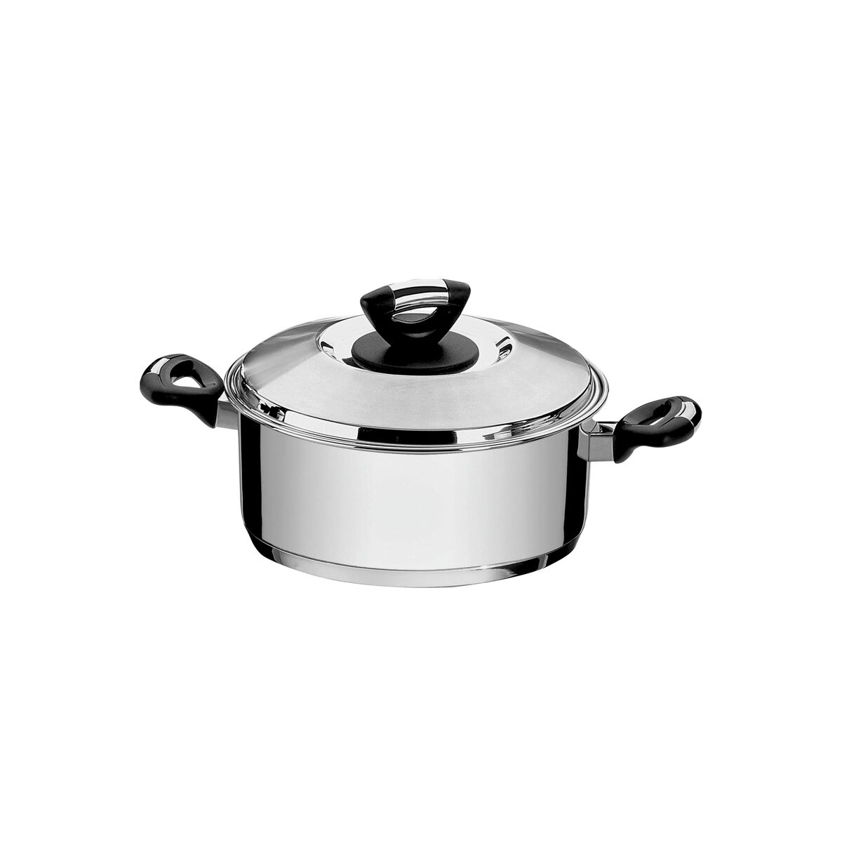 Caçarola Tramontina Solar Baquelite Rasa em Aço Inox Fundo Triplo com Tampa Alças de Baquelite 20 cm 2,9 L