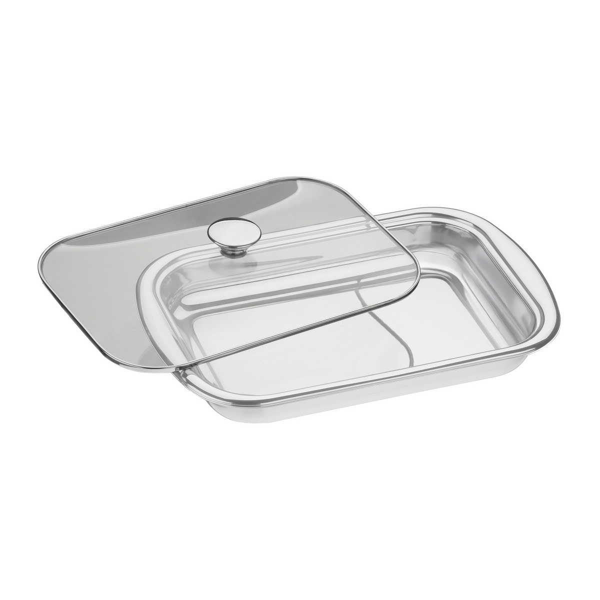 Assadeira Tramontina Cosmos Retangular em Aço Inox com Acabamento Fosco e Tampa de Vidro 34 cm 2,2 L