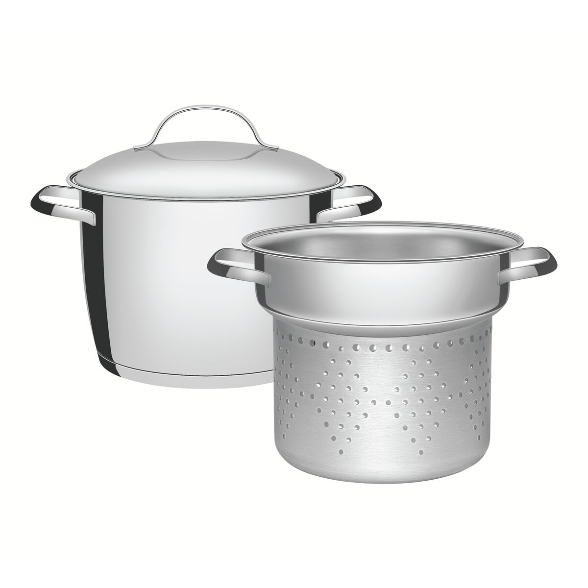 Jogo Cozi-Pasta Tramontina Allegra em Aço Inox com Fundo Triplo 2 Peças