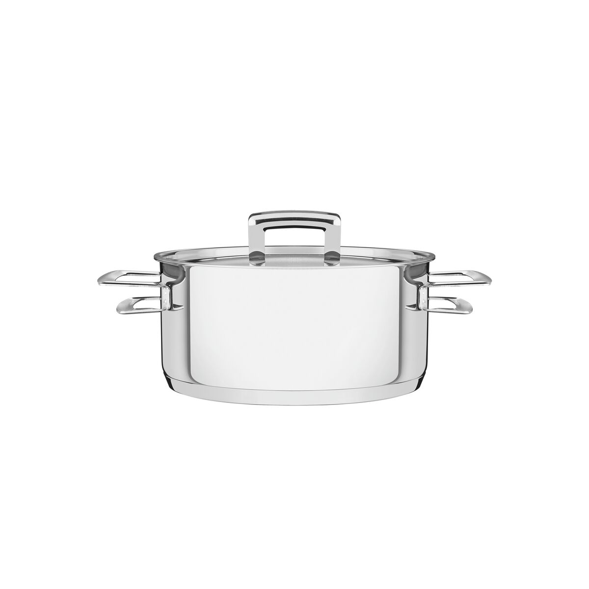 Caçarola Tramontina Brava Rasa em Aço Inox Fundo Triplo com Tampa Plana e Alças 20 cm 2,9 L