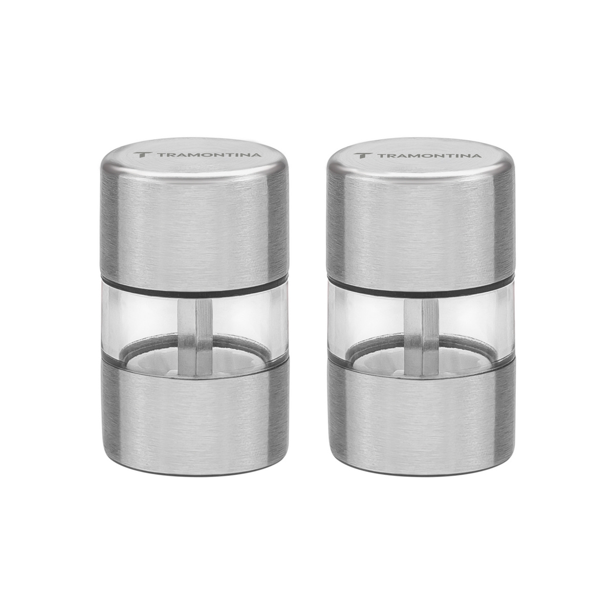 Conjunto de Moedores para Sal e Pimenta Tramontina Realce em Aço Inox e Acrílico com Moinho em Cerâmica 2 Peças