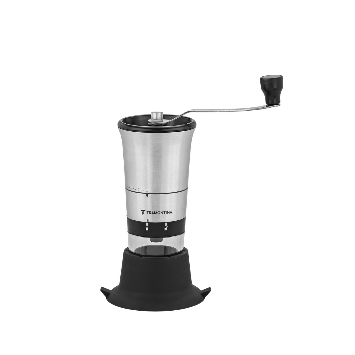 Moedor para Café Tramontina em Aço Inox com Copo de Acrílico e Moinho em Cerâmica