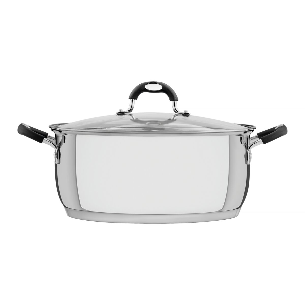 Caçarola Rasa Tramontina Astro Silicone em Aço Inox com Fundo Triplo e Tampa de Vidro 30 cm 8,5 L