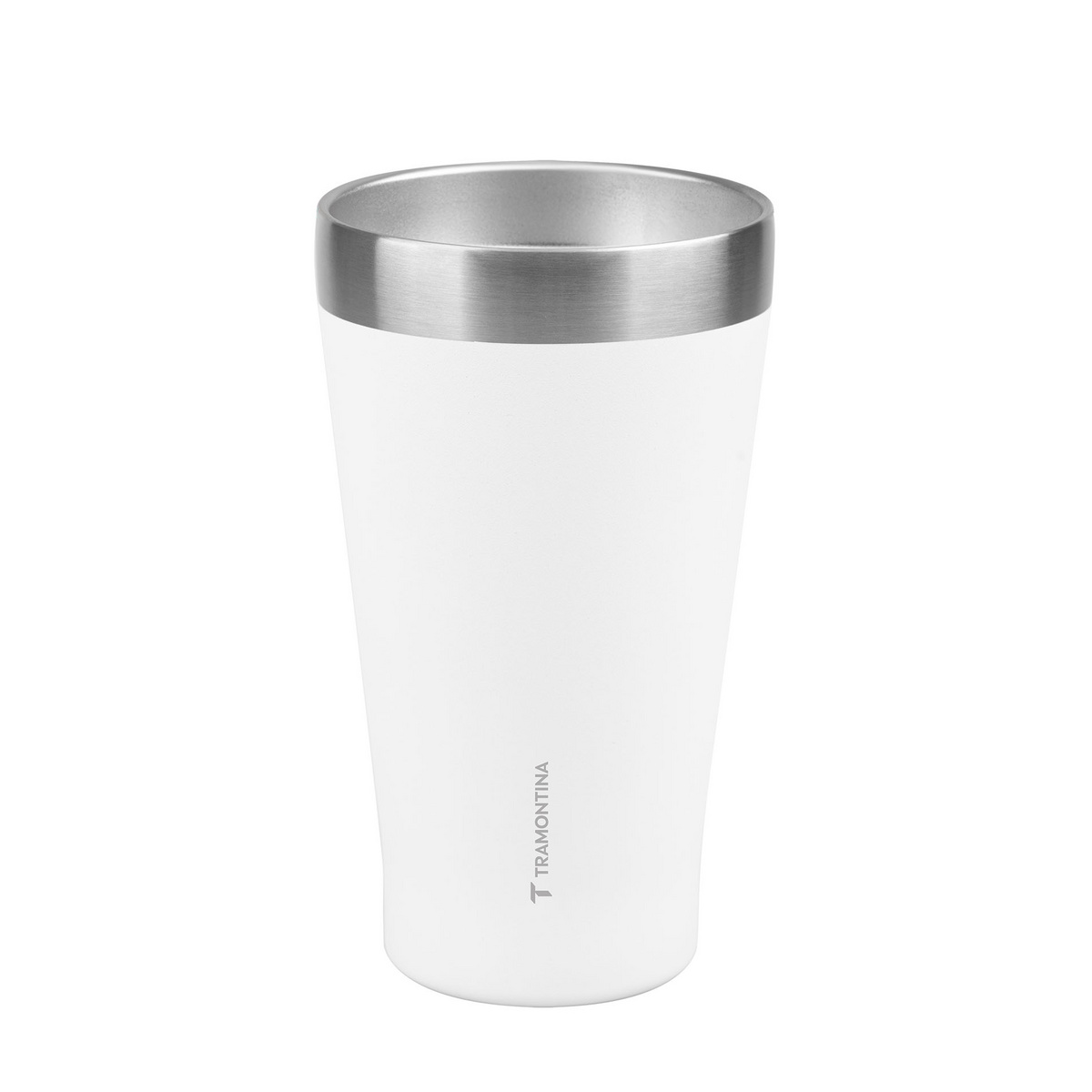 Copo Térmico Tramontina Exata em Aço Inox Branco sem Tampa 550 ml