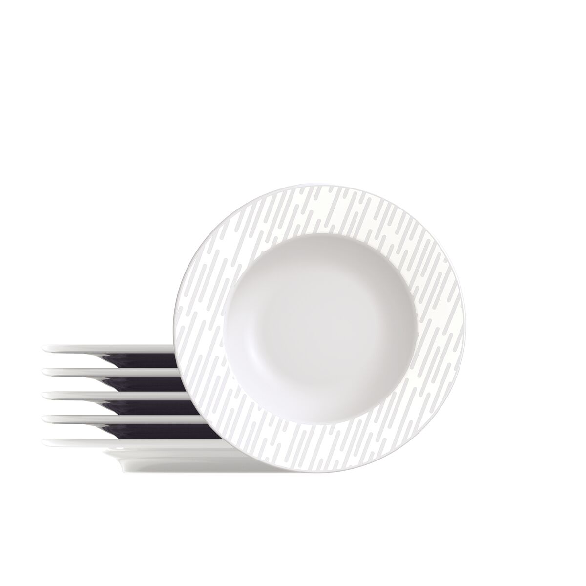 Kit Prato Sobremesa Tramontina Marie em Porcelana Decorada 21 cm 06 Peças