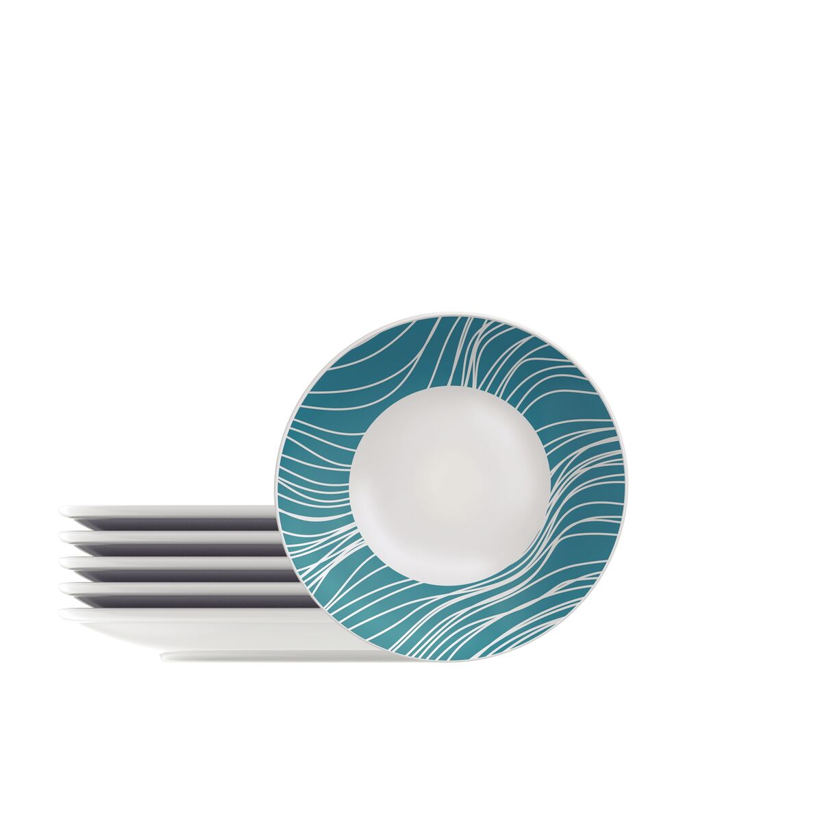 Kit Prato Sobremesa Tramontina Clarice em Porcelana Decorada 19 cm 06 Peças