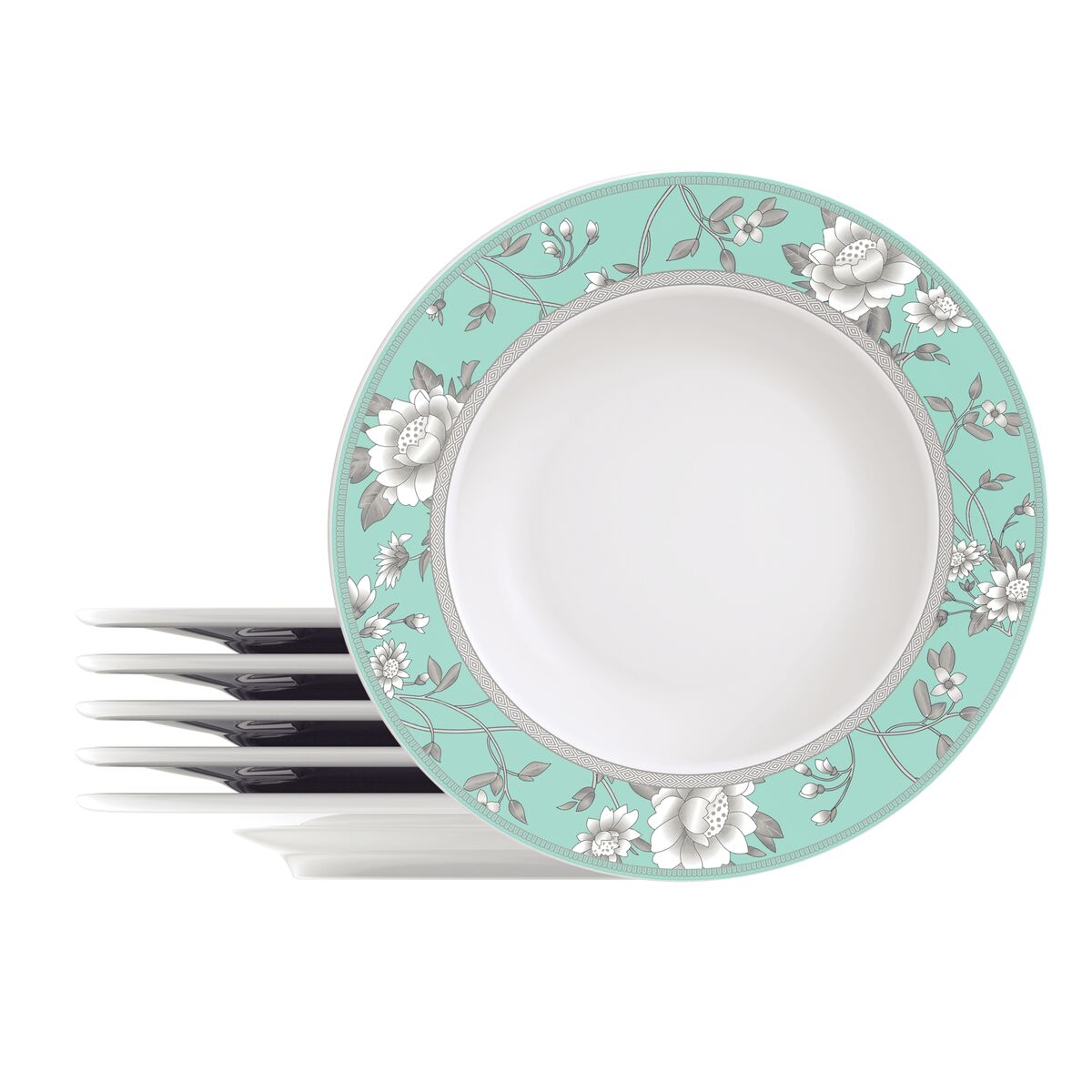 Kit Prato Raso Tramontina Helen em Porcelana Decorada 27 cm 06 Peças
