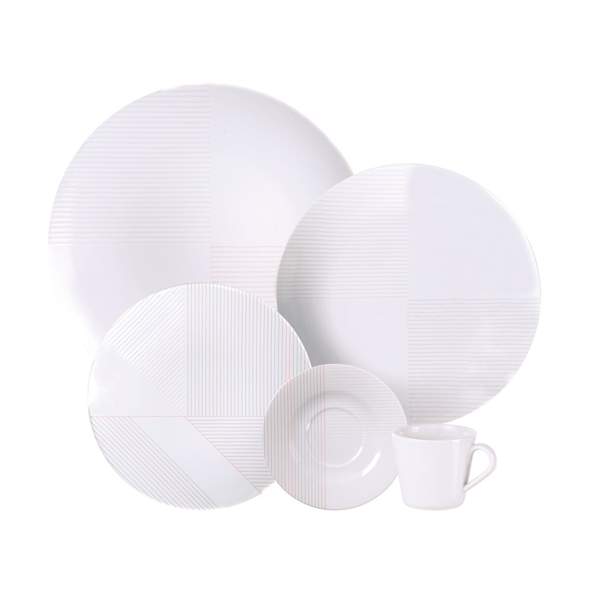 Aparelho de Jantar Tramontina Grid em Porcelana Decorada 20 Peças