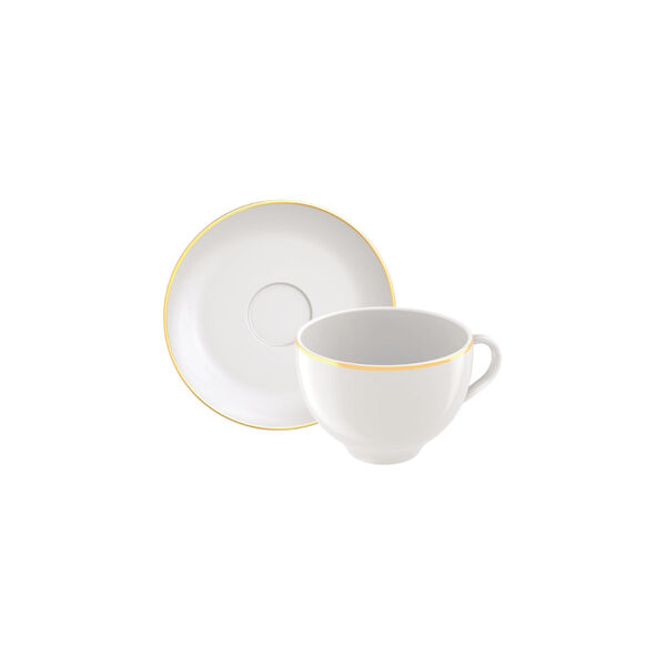 Conjunto Xícara e Pires de Chá Tramontina Leonora em Porcelana 185 ml 2 Peças